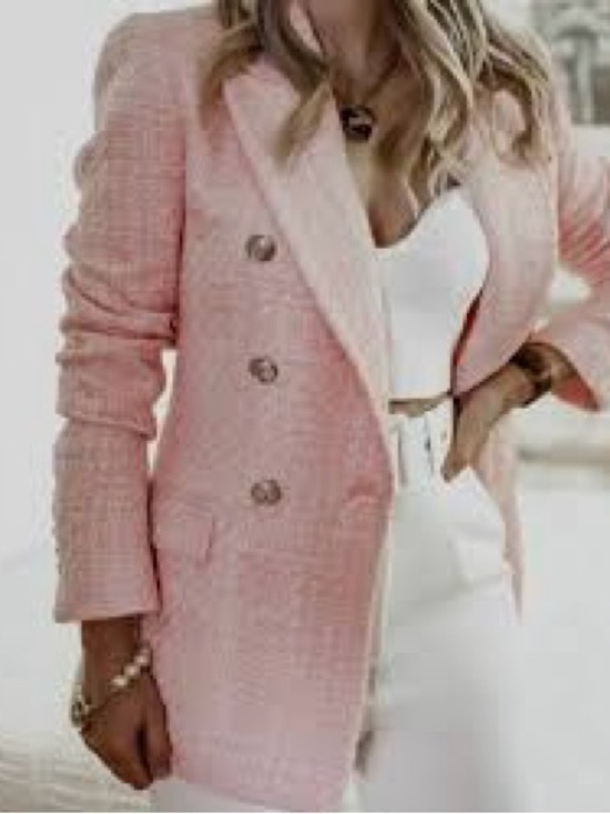 Zara Jackets & Blazers - Zara Pink Double-Breasted Tweed Blazer 1174
